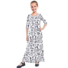 Tropical Pattern Kids  Quarter Sleeve Maxi Dress by Valentinaart