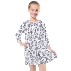 Tropical Pattern Kids  Quarter Sleeve Shirt Dress