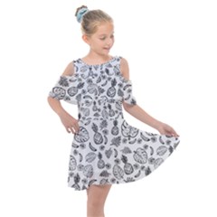 Tropical Pattern Kids  Shoulder Cutout Chiffon Dress by Valentinaart