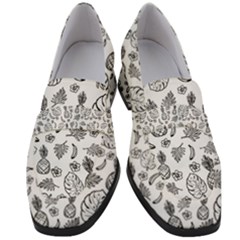 Tropical Pattern Women s Chunky Heel Loafers