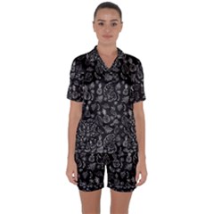 Tropical Pattern Satin Short Sleeve Pyjamas Set by Valentinaart