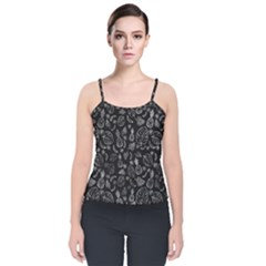 Tropical Pattern Velvet Spaghetti Strap Top