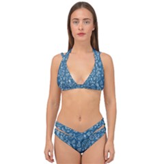 Tropical Pattern Double Strap Halter Bikini Set