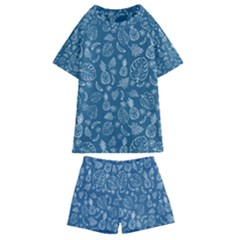 Tropical Pattern Kids  Swim Tee And Shorts Set