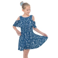 Tropical Pattern Kids  Shoulder Cutout Chiffon Dress by Valentinaart