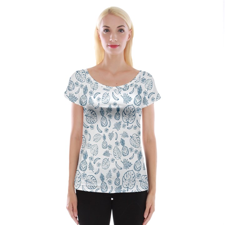 Tropical pattern Cap Sleeve Top