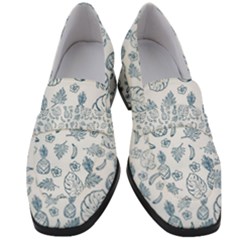 Tropical Pattern Women s Chunky Heel Loafers