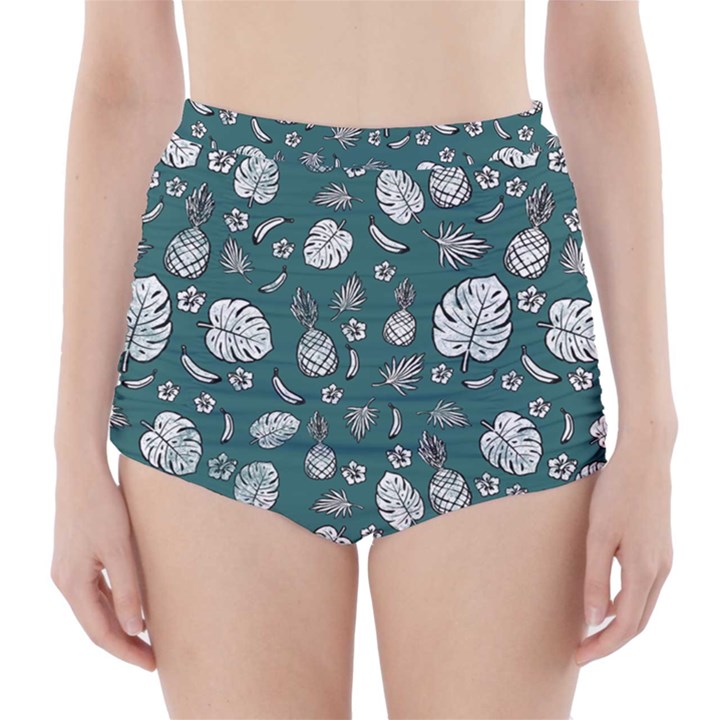 Tropical pattern High-Waisted Bikini Bottoms