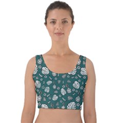 Tropical Pattern Velvet Crop Top