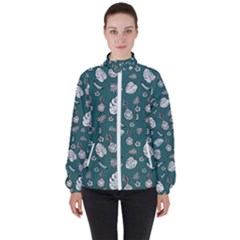 Tropical Pattern High Neck Windbreaker (women)