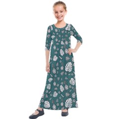 Tropical Pattern Kids  Quarter Sleeve Maxi Dress by Valentinaart