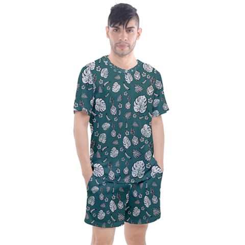 Tropical Pattern Men s Mesh Tee And Shorts Set by Valentinaart