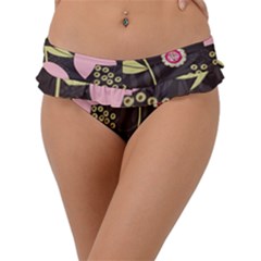 Flowers Wallpaper Floral Decoration Frill Bikini Bottom