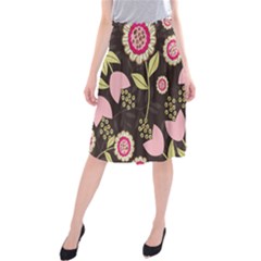 Flowers Wallpaper Floral Decoration Midi Beach Skirt by Pakrebo