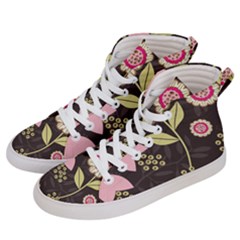 Flowers Wallpaper Floral Decoration Women s Hi-top Skate Sneakers