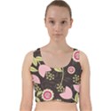 Flowers Wallpaper Floral Decoration Velvet Racer Back Crop Top View1