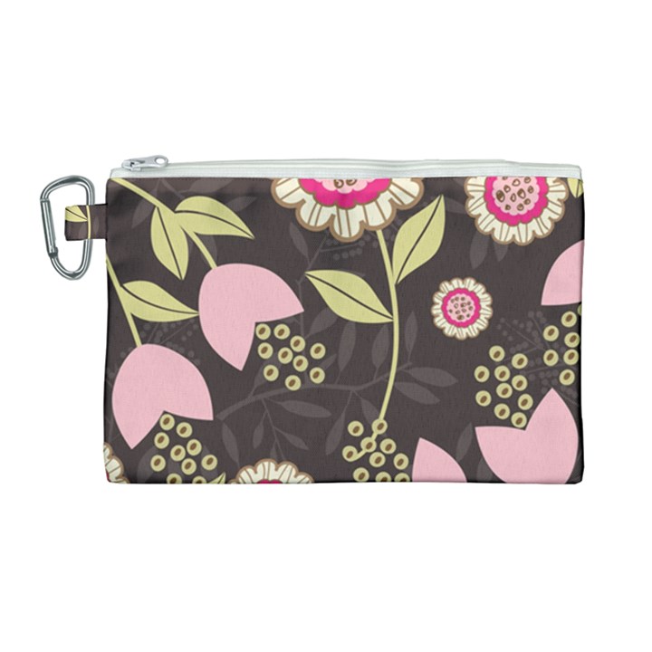 Flowers Wallpaper Floral Decoration Canvas Cosmetic Bag (Large)