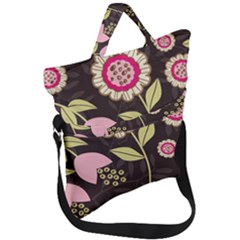 Flowers Wallpaper Floral Decoration Fold Over Handle Tote Bag