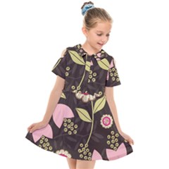 Flowers Wallpaper Floral Decoration Kids  Short Sleeve Shirt Dress