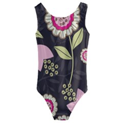 Flowers Wallpaper Floral Decoration Kids  Cut-out Back One Piece Swimsuit