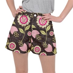 Flowers Wallpaper Floral Decoration Stretch Ripstop Shorts