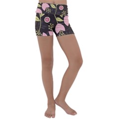 Flowers Wallpaper Floral Decoration Kids  Lightweight Velour Yoga Shorts