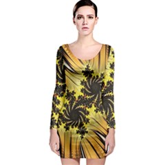 Fractal Art Colorful Pattern Long Sleeve Bodycon Dress by Pakrebo