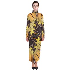 Fractal Art Colorful Pattern Turtleneck Maxi Dress