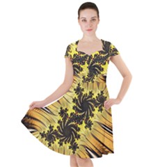 Fractal Art Colorful Pattern Cap Sleeve Midi Dress