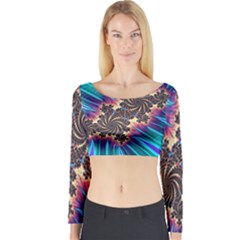 Fractal Mandelbrot Mathematical Long Sleeve Crop Top by Pakrebo