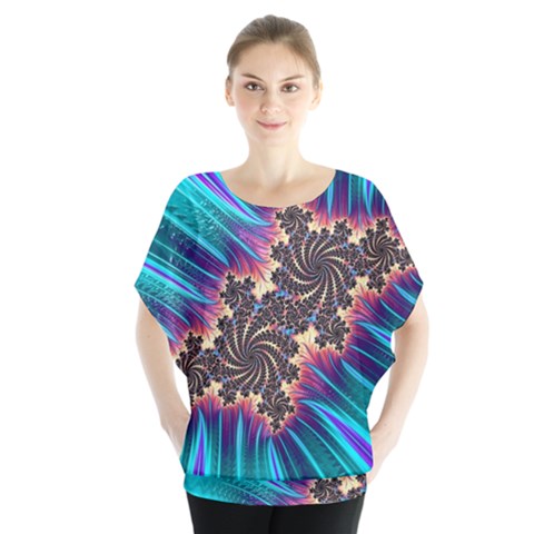 Fractal Mandelbrot Mathematical Batwing Chiffon Blouse by Pakrebo