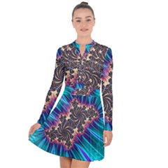 Fractal Mandelbrot Mathematical Long Sleeve Panel Dress