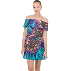 Fractal Mandelbrot Mathematical Off Shoulder Chiffon Dress