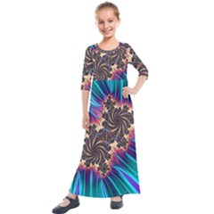 Fractal Mandelbrot Mathematical Kids  Quarter Sleeve Maxi Dress