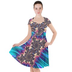 Fractal Mandelbrot Mathematical Cap Sleeve Midi Dress