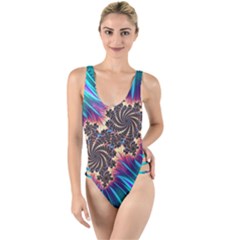 Fractal Mandelbrot Mathematical High Leg Strappy Swimsuit by Pakrebo