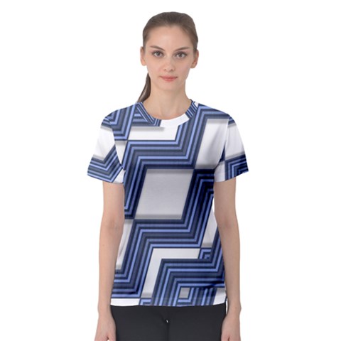 Geometric Fabric Texture Diagonal Women s Sport Mesh Tee by Pakrebo