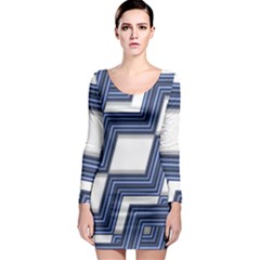 Geometric Fabric Texture Diagonal Long Sleeve Bodycon Dress by Pakrebo