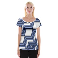 Geometric Fabric Texture Diagonal Cap Sleeve Top by Pakrebo