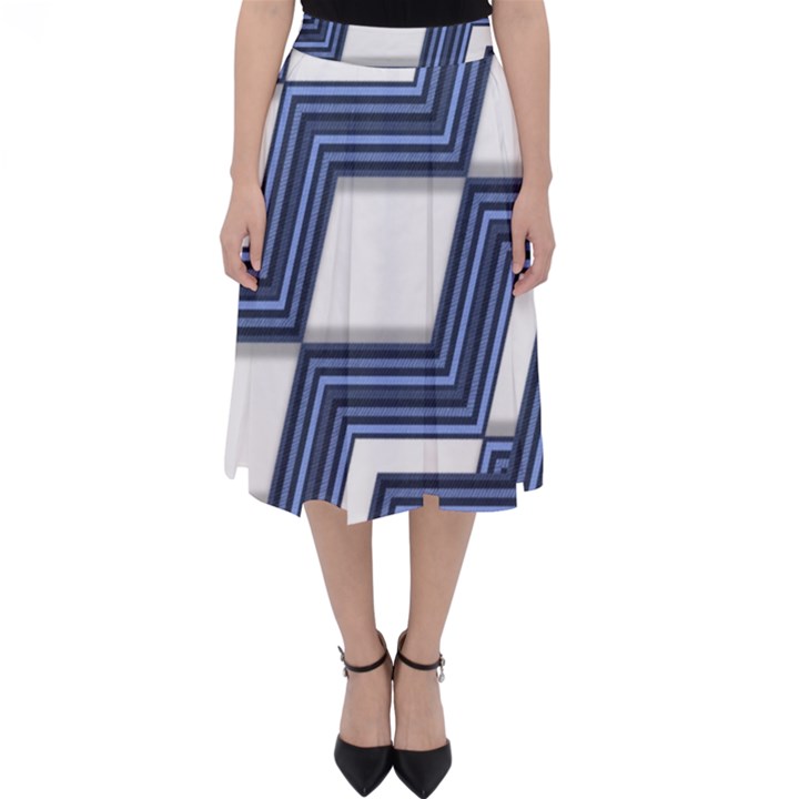 Geometric Fabric Texture Diagonal Classic Midi Skirt