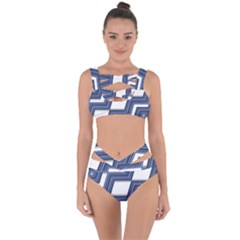 Geometric Fabric Texture Diagonal Bandaged Up Bikini Set  by Pakrebo