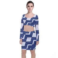 Geometric Fabric Texture Diagonal Top And Skirt Sets