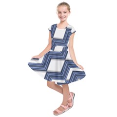 Geometric Fabric Texture Diagonal Kids  Short Sleeve Dress by Pakrebo