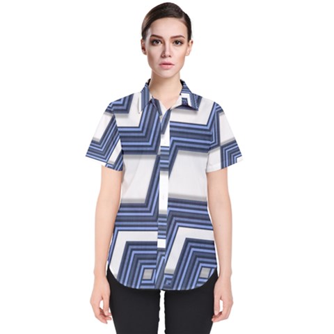 Geometric Fabric Texture Diagonal Women s Short Sleeve Shirt by Pakrebo