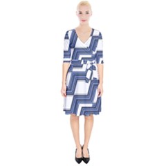 Geometric Fabric Texture Diagonal Wrap Up Cocktail Dress by Pakrebo