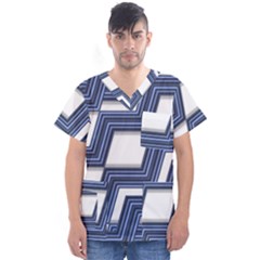 Geometric Fabric Texture Diagonal Men s V-neck Scrub Top