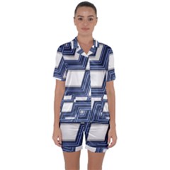 Geometric Fabric Texture Diagonal Satin Short Sleeve Pyjamas Set by Pakrebo