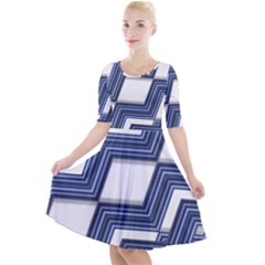 Geometric Fabric Texture Diagonal Quarter Sleeve A-line Dress by Pakrebo