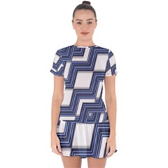 Geometric Fabric Texture Diagonal Drop Hem Mini Chiffon Dress by Pakrebo