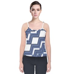 Geometric Fabric Texture Diagonal Velvet Spaghetti Strap Top by Pakrebo